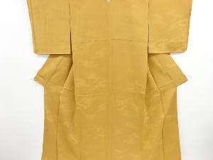 未使用品　芝草に熨斗模様織り出し一つ紋色無地着物